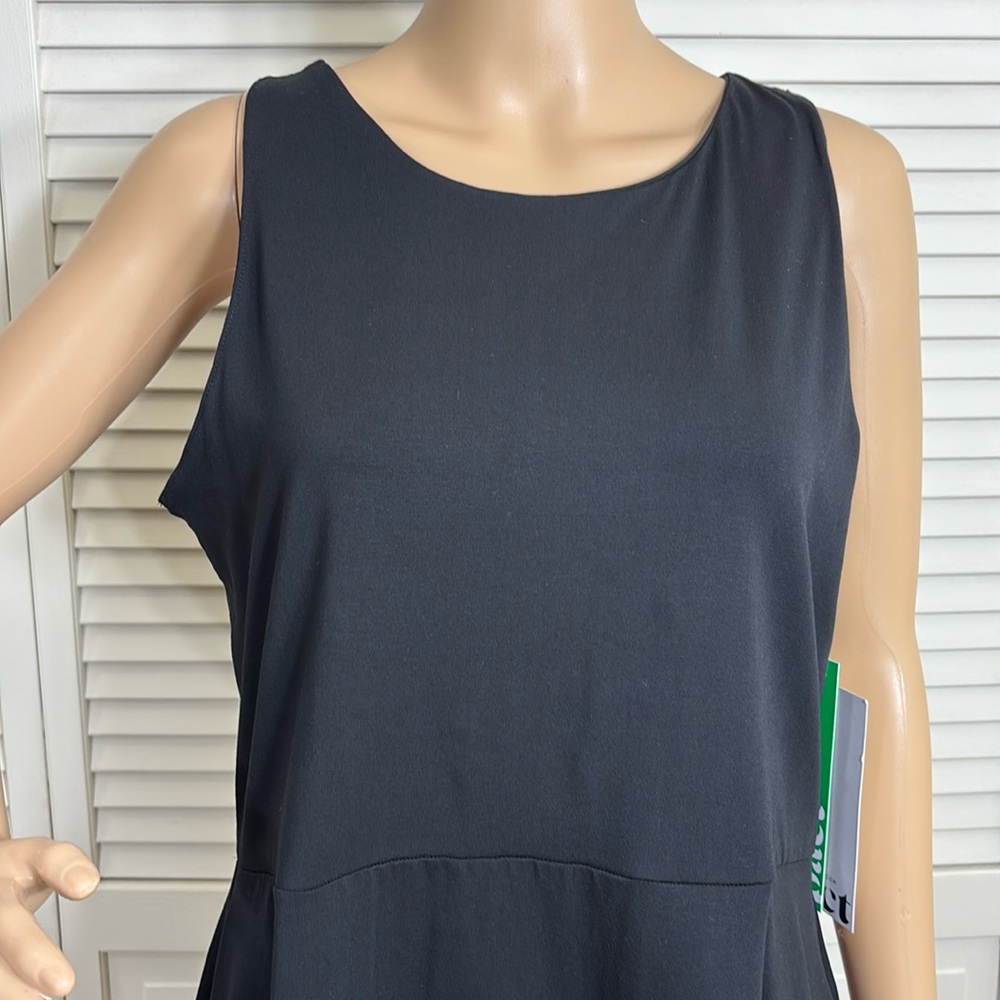 NWT Pact Black Sleeveless A-Line Knee Length Dress Fit & Flare Organic Cotton XL - Picture 2 of 12